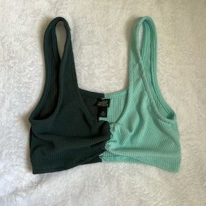 color block blue tank top